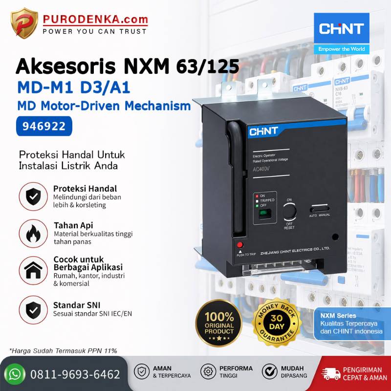 CHINT Aksesoris NXM 63/125 MD-M1 D3/A1 MD Motor Driven Mechanism R AL Alarm Contact 946922