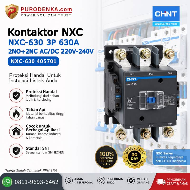 CHINT Kontaktor NXC-630 3P 2NO+2NC 630A 220V AC/DC 405701
