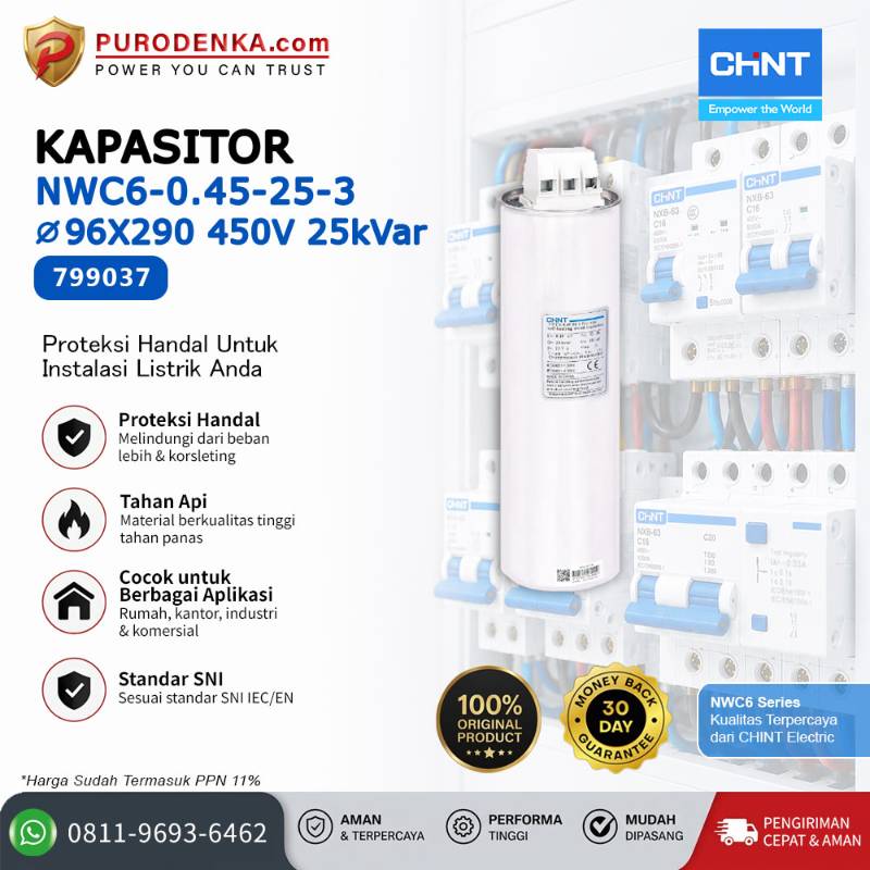 CHINT Kapasitor NWC6-0.45-25-3 450V 25kVar 799037
