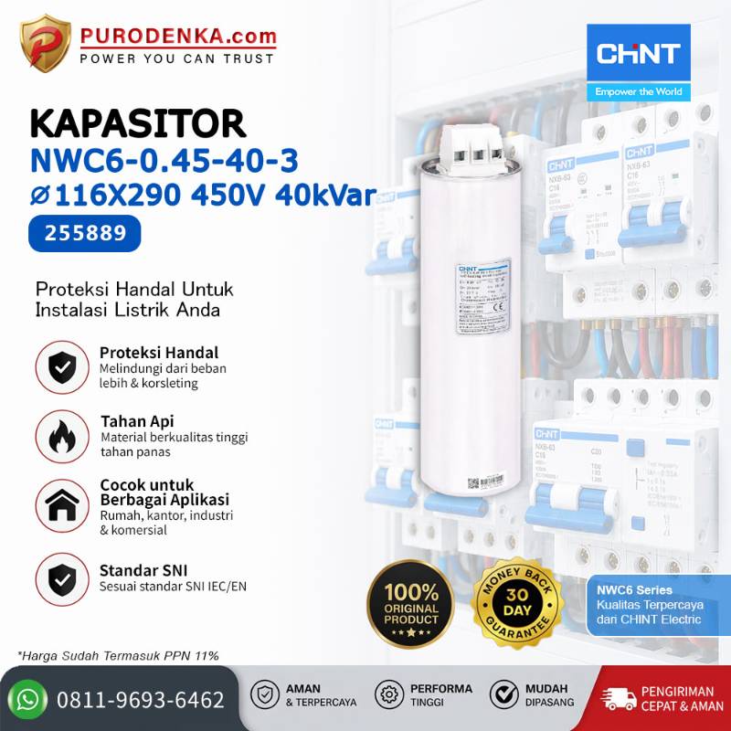 CHINT Kapasitor NWC6-0.45-40-3 450V 40kVar 255889