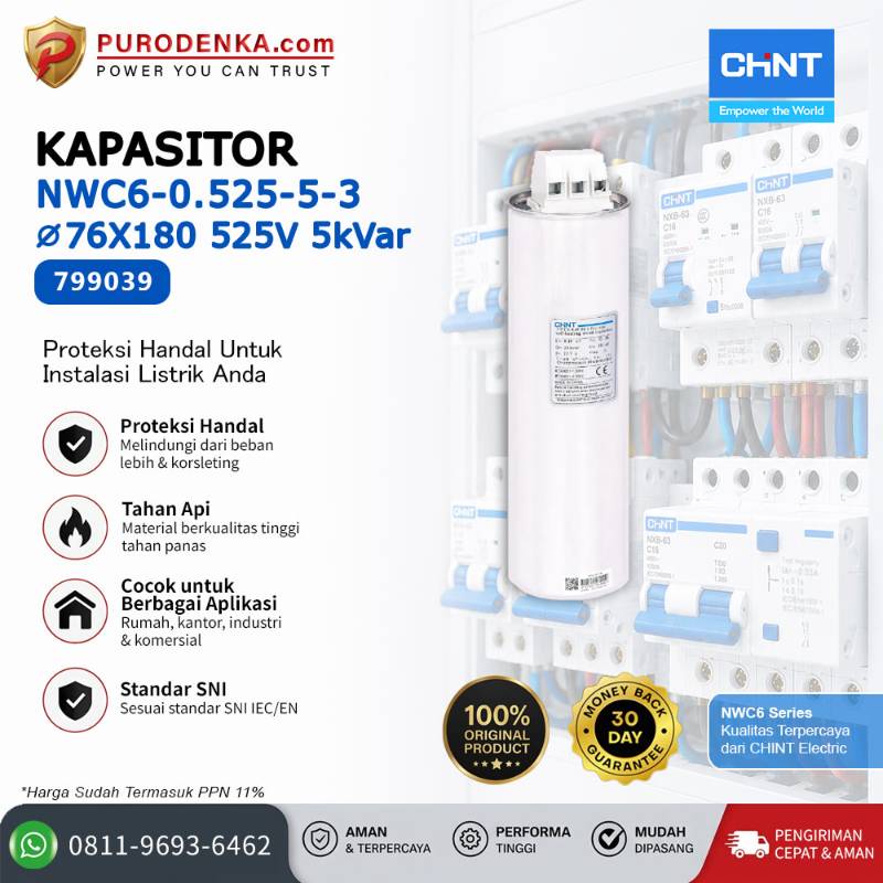 CHINT Kapasitor NWC6-0.525-5-3 525V 5kVar 799039
