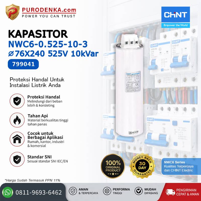 CHINT Kapasitor NWC6-0.525-10-3 525V 10kVar 799041
