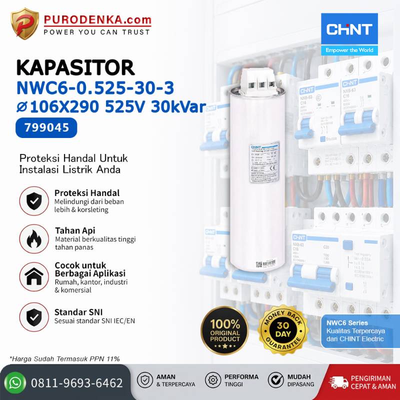 CHINT Kapasitor NWC6-0.525-30-3 525V 30kVar 799045