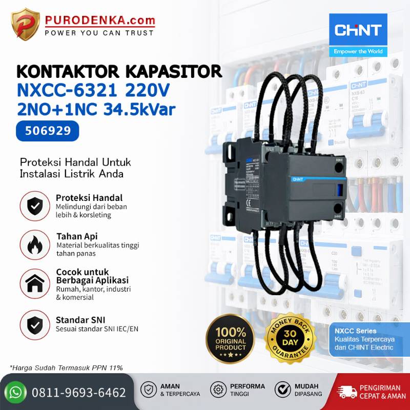 CHINT Kontaktor Kapasitor NXCC-6321 220V 2NO+1NC 34.5kVar 506929