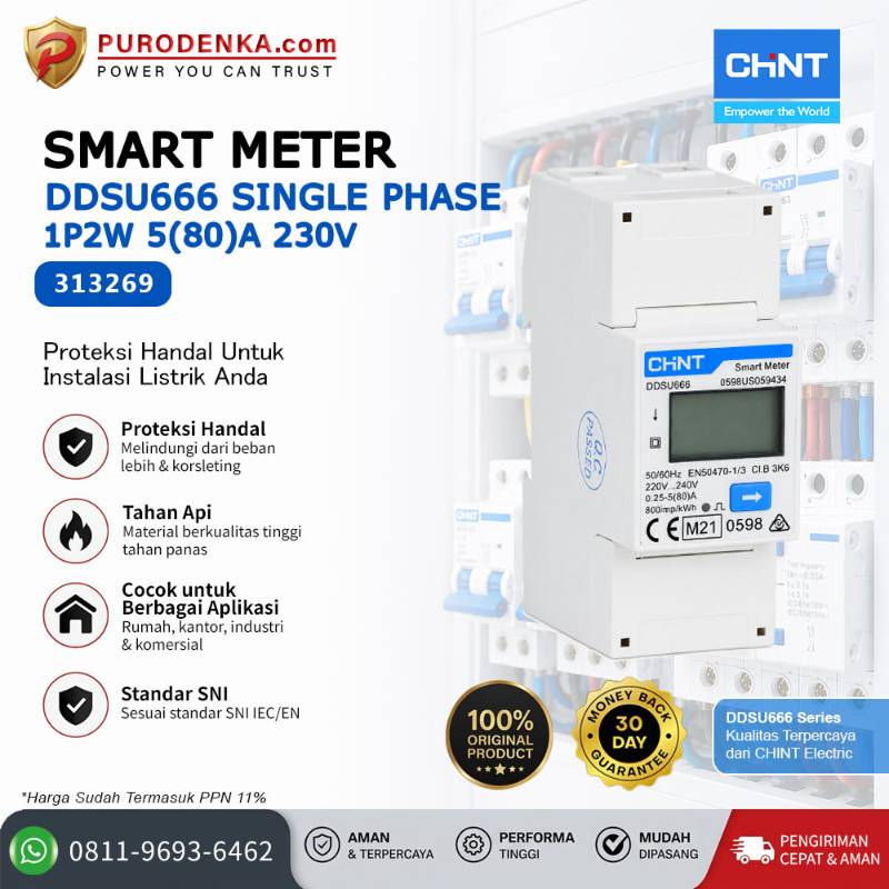 CHINT Smart Meter DDSU666 Single Phase - Direct 1P2W 5(80)A 230V 2P 313269