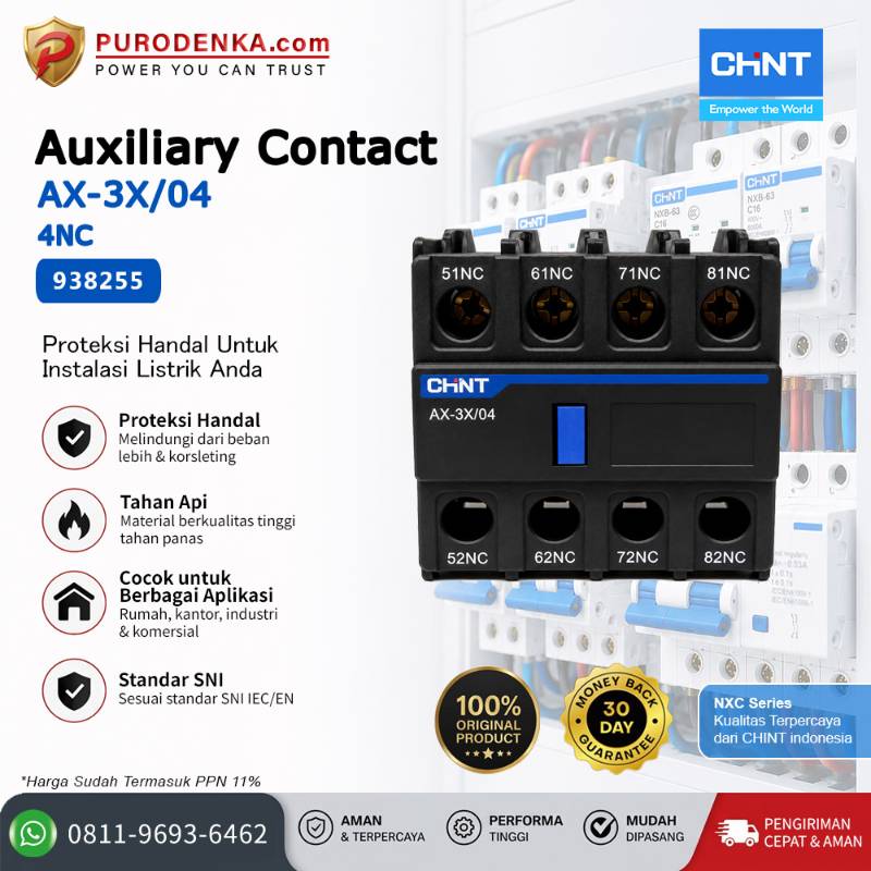 CHINT Kontak Bantu Auxiliary Contact AX-3X/04 4NC 938255