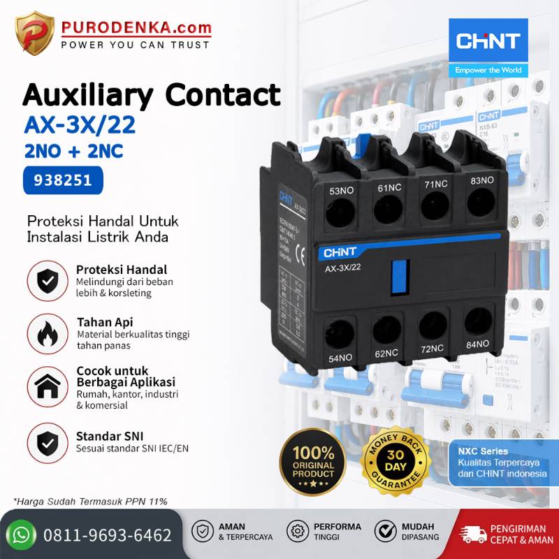 CHINT Kontak Bantu Auxiliary Contact AX-3X/22 2NO+2NC 938251