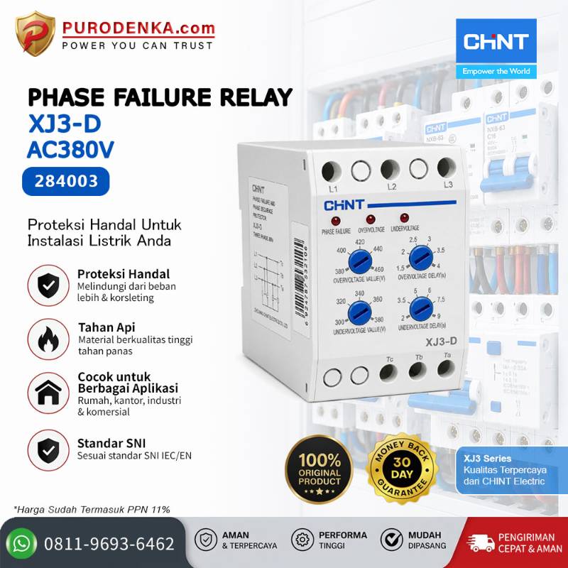 CHINT Phase Failure Relay XJ3-D AC380V AC 284003