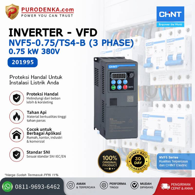 CHINT Inverter VFD NVF5-0.75/TS4-B 3 Phase 0.75kW 380V 201995