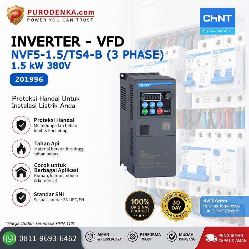 CHINT Inverter VFD NVF5-1.5/TS4-B 3 Phase 1.5kW 380V 201996