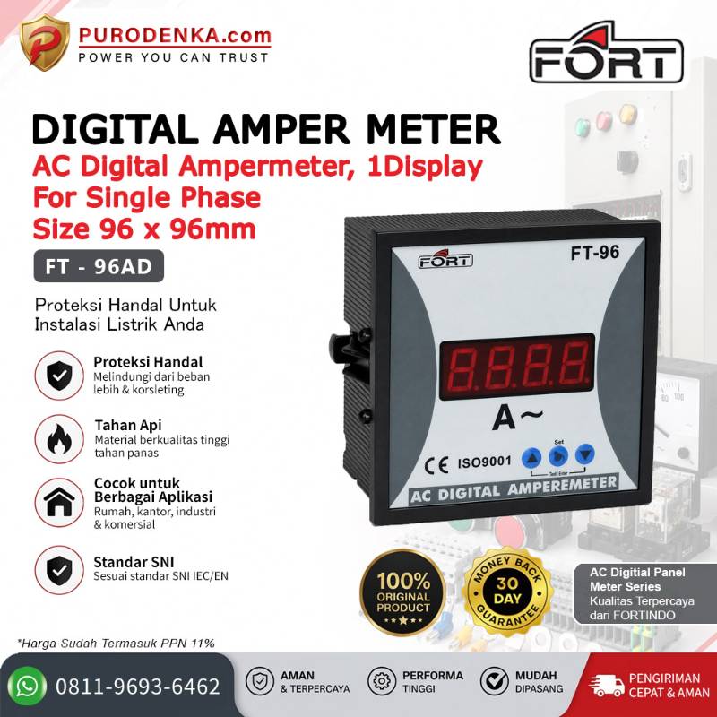 FORT AC Digital Amper Meter Single Phase 1 Display FT-96AD
