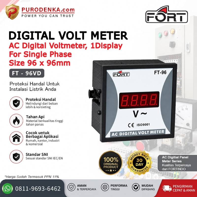 FORT AC Digital Volt Meter Single Phase 1 Display FT-96VD