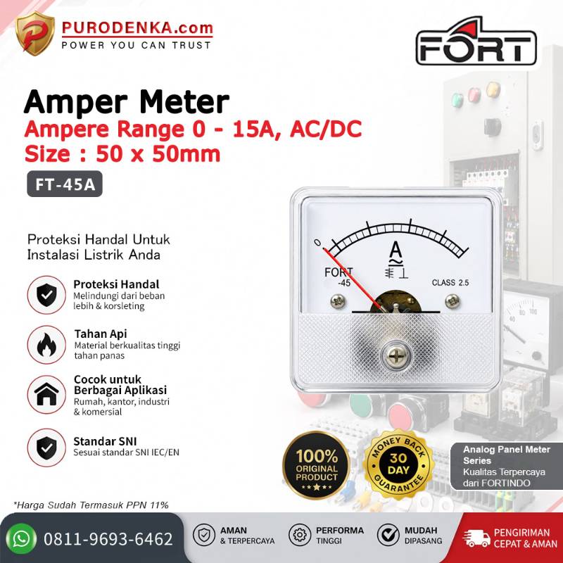 FORT Amper Meter Analog 0-15A AC/DC FT-45A