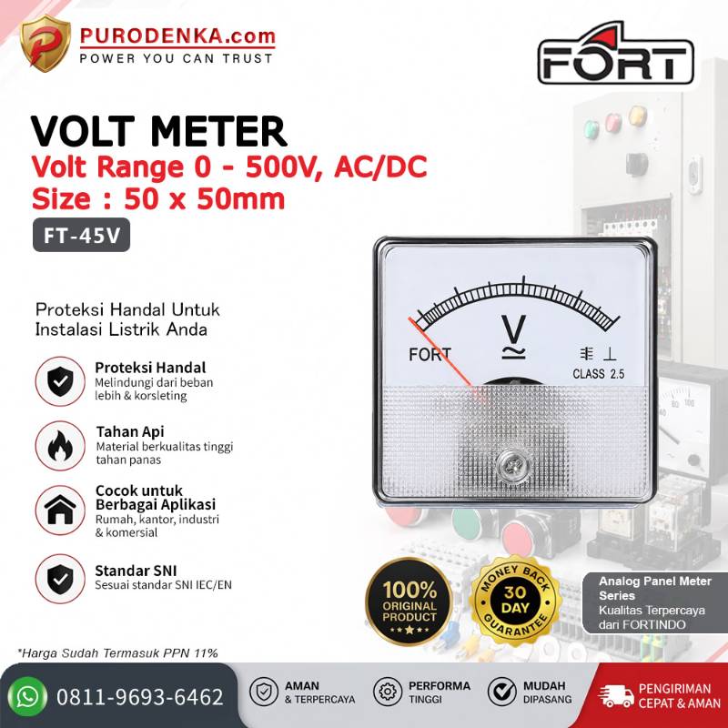 FORT Volt Meter Analog 0-500V AC/DC FT-45V