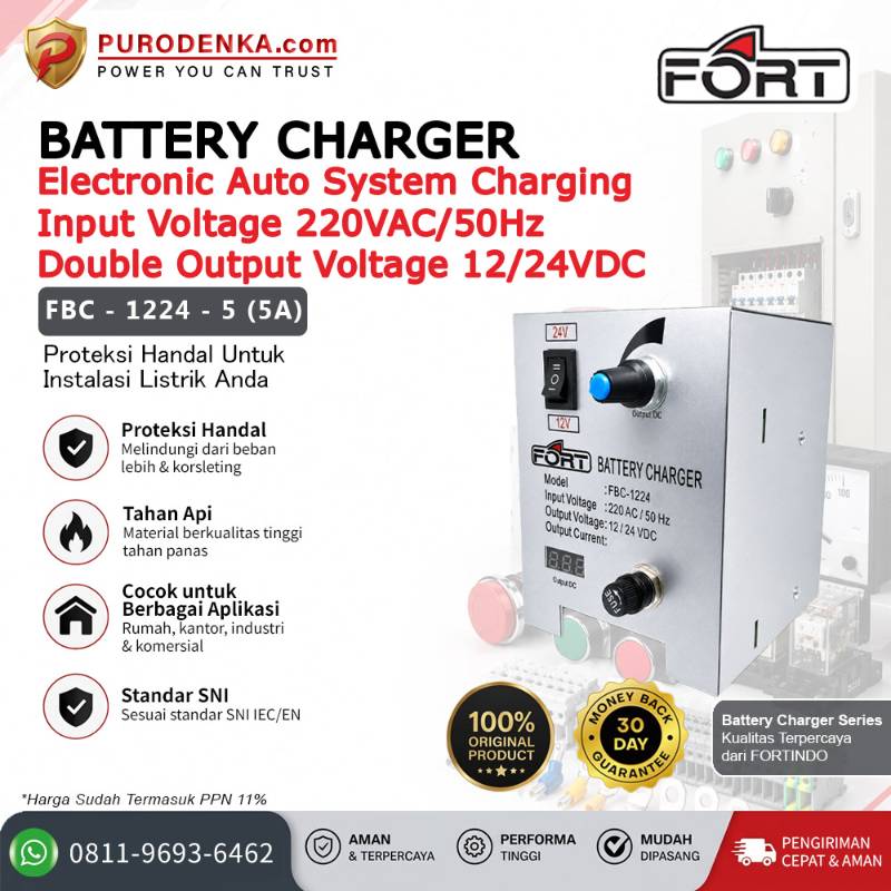 FORT Battery Charger Electronic Auto System Charging Input 220VAC/50Hz Double Output 12/24VDC 5A FBC-1224-5