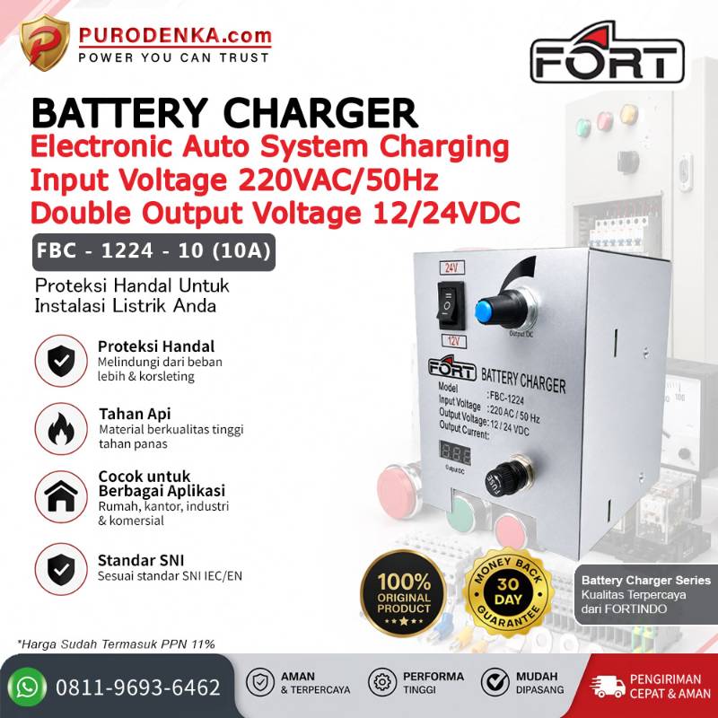 FORT Battery Charger Electronic Auto System Charging Input 220VAC/50Hz Double Output 12/24VDC 10A FBC-1224-10