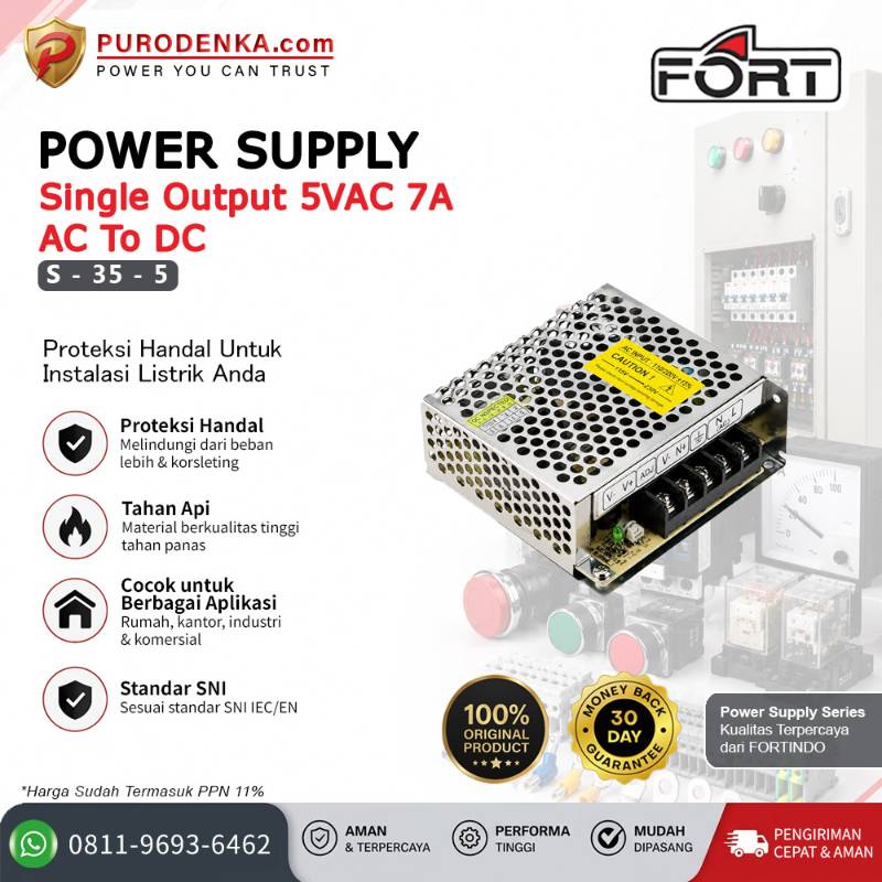 FORT Power Supply AC to DC Output 5VDC 7A S-35-5