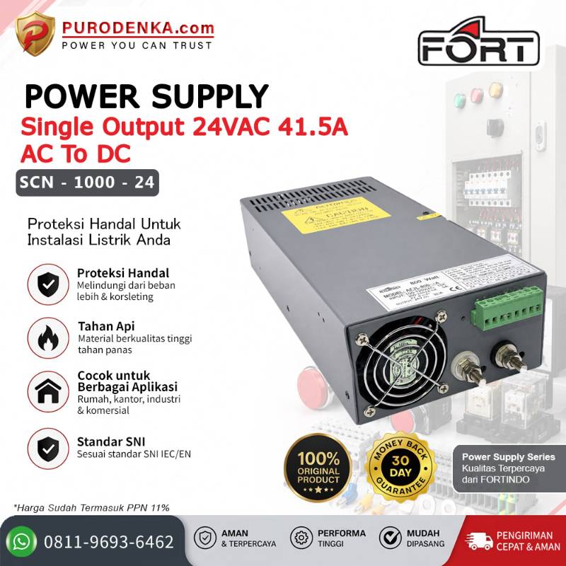 FORT Power Supply AC to DC Output 24VDC 41.5A SCN-1000-24