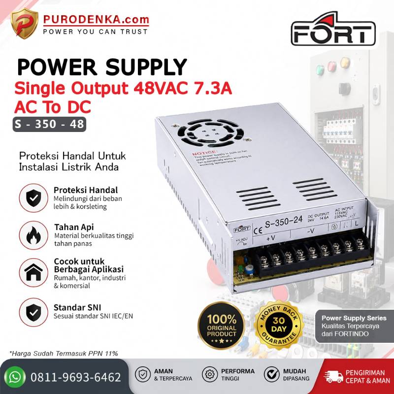 FORT Power Supply AC to DC Output 48VDC 7.3A S-350-48