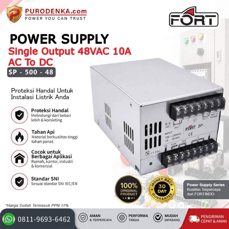 FORT Power Supply AC to DC Output 48VDC 10A SP-500-48