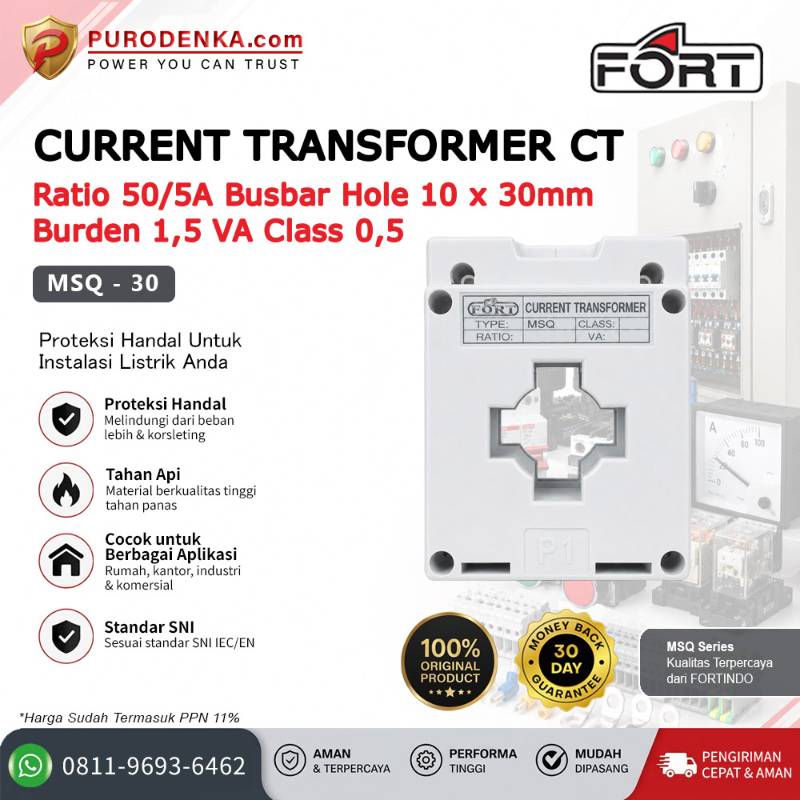 FORT Current Transformer/CT MSQ Series 50/5A 1.5VA Class 0.5 MSQ-30