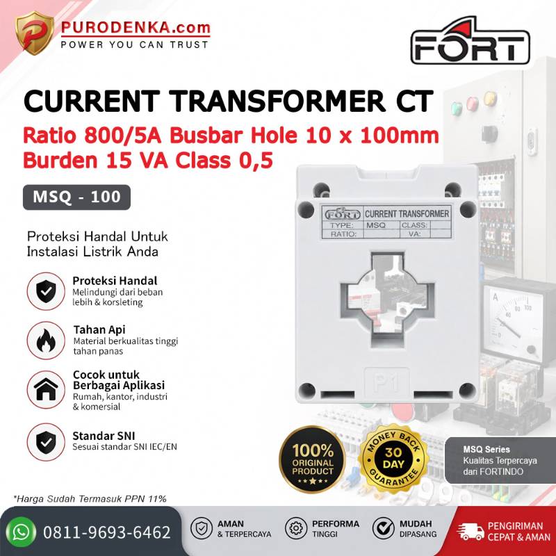 FORT Current Transformer/CT MSQ Series 800/5A 15VA Class 0.5 MSQ-100