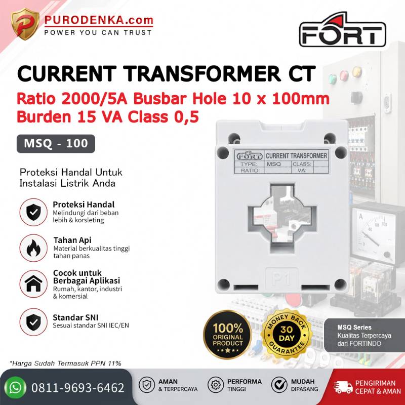 FORT Current Transformer/CT MSQ Series 2000/5A 15VA Class 0.5 MSQ-100