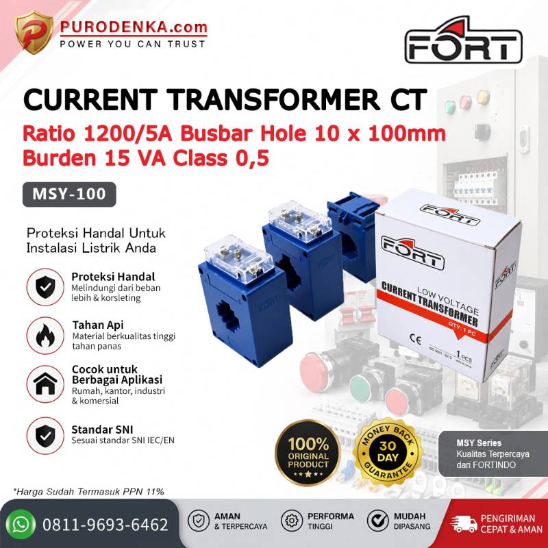 FORT Current Transformer/CT MSY Series 1200/5A 15VA Class 0.5 MSY-100