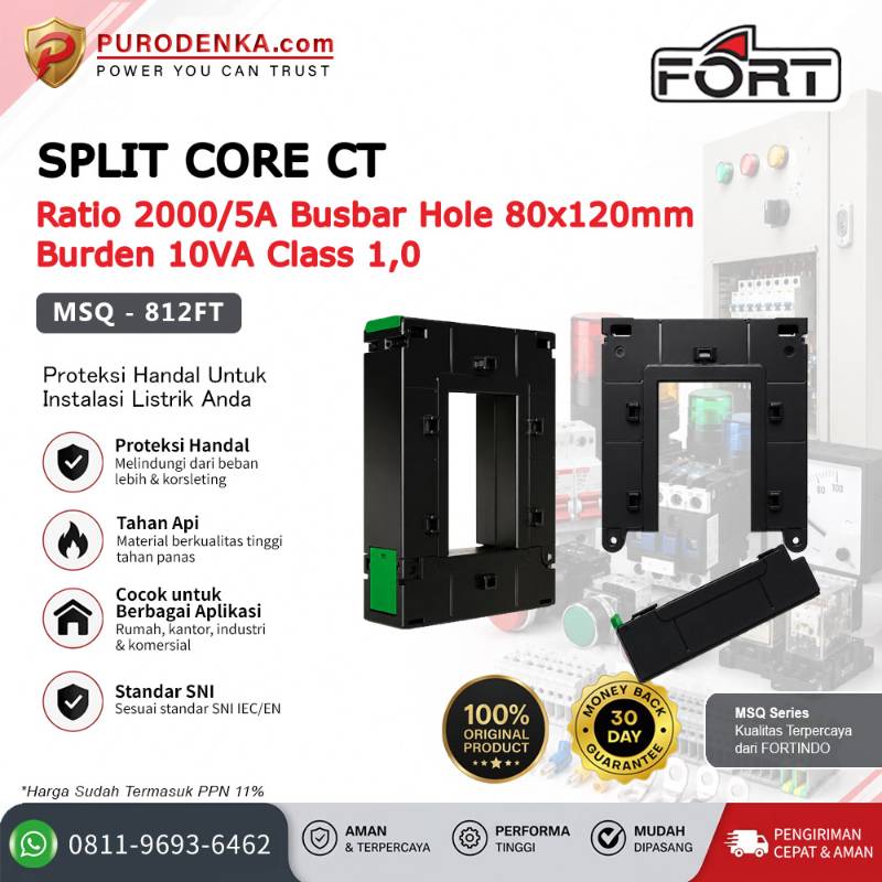 FORT Split Core Current Transformer/CT 2000/5A 10VA Class 1.0 MSQ-812FT
