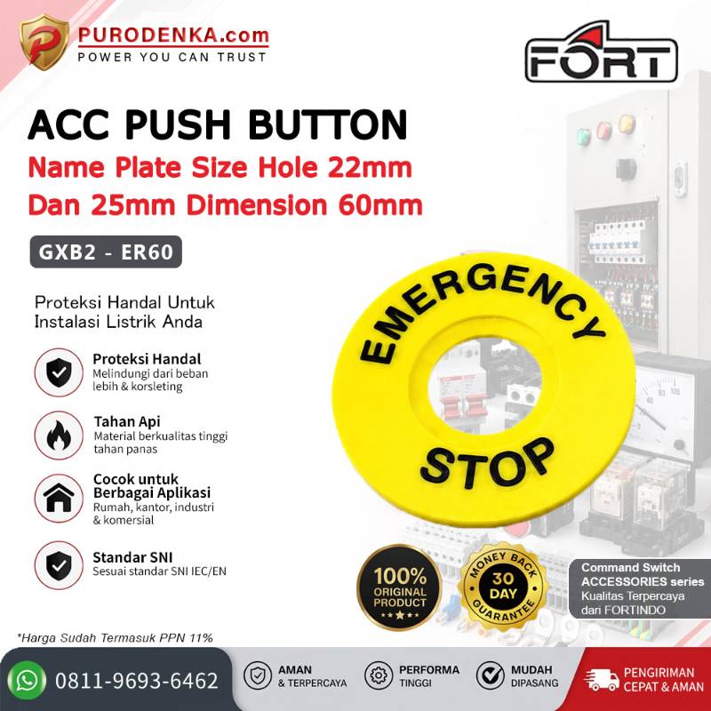 FORT Name Plate (Accessories For Push Button) Dimension 60mm GXB2-ER60