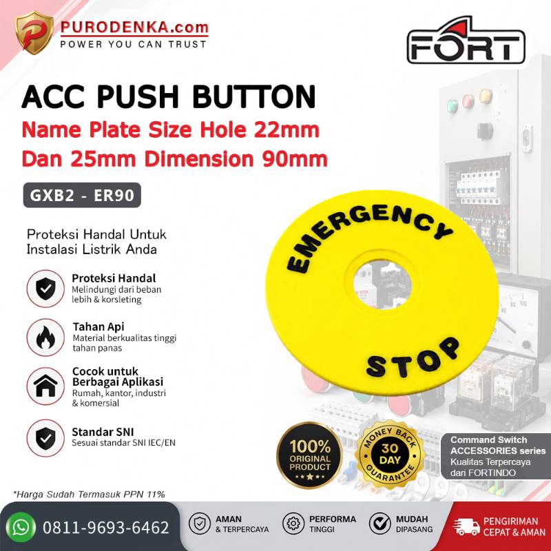 FORT Name Plate (Accessories For Push Button) Dimension 90mm GXB2-ER90