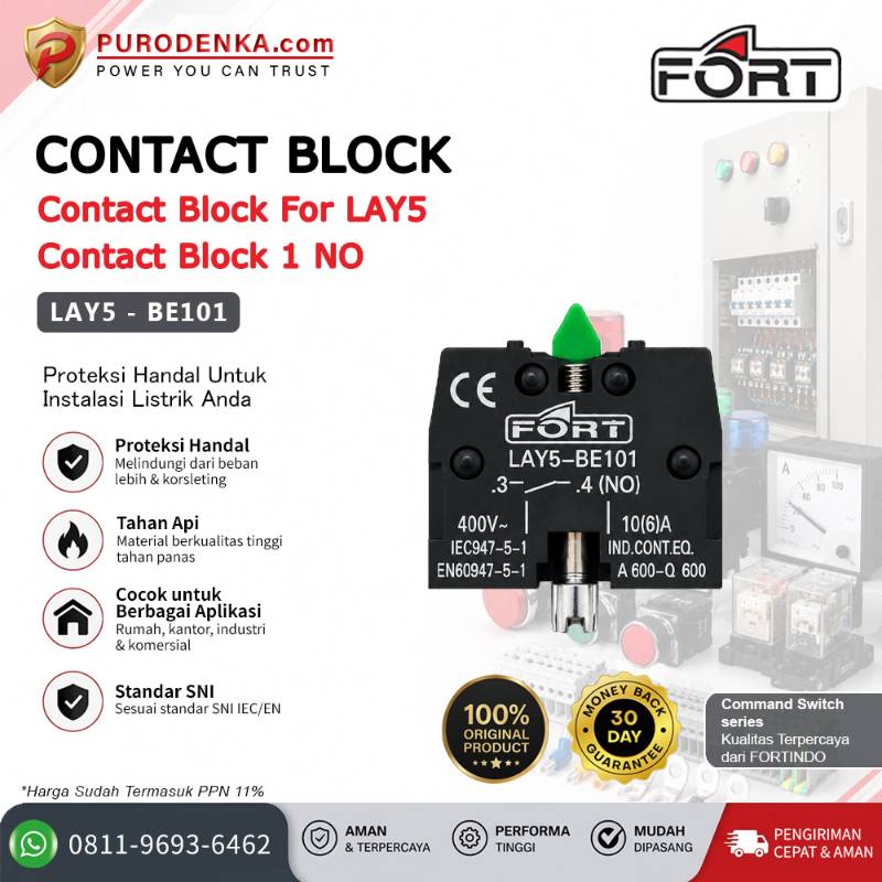 FORT Contact Block Command Switch For LAY5 1NO LAY5-BE101