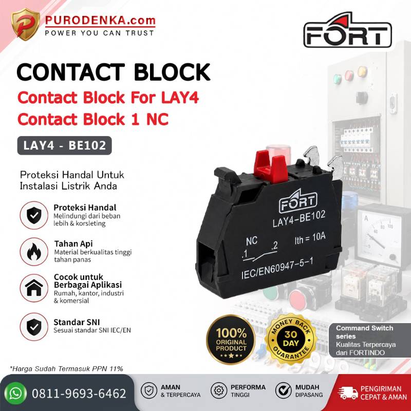 FORT Contact Block Command Switch For LAY4 1NC LAY4-BE102
