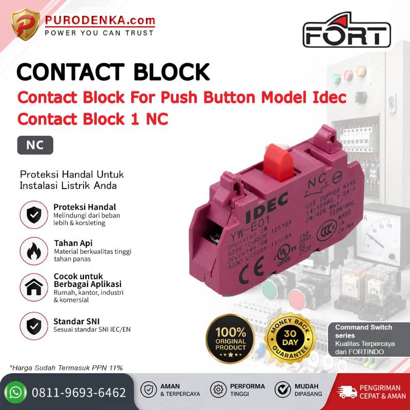 FORT Contact Block for Push Button Model Idec NC