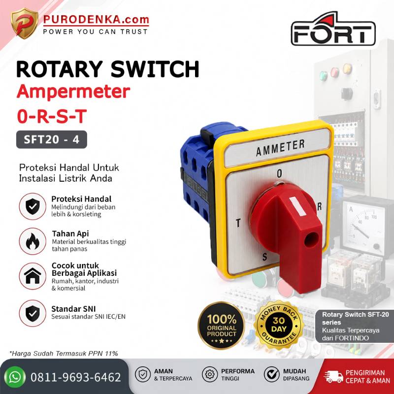 FORT Rotary Switch Ampermeter 0-R-S-T SFT20-4