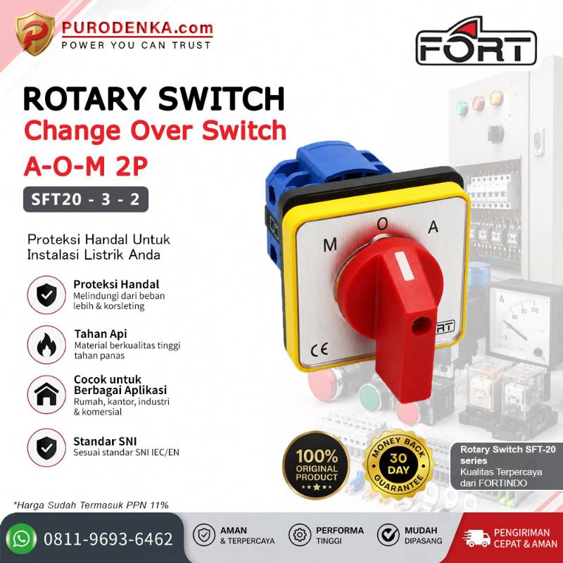 FORT Rotary Switch Change Over Switch A-O-M 2P SFT20-3-2