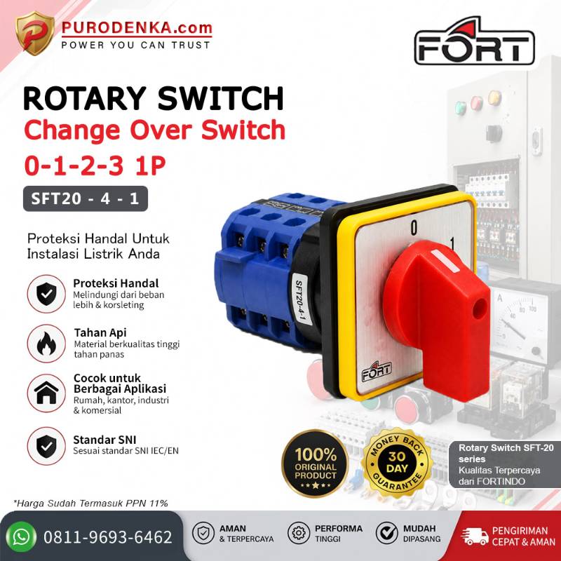 FORT Rotary Switch Change Over Switch 0-1-2-3 1P SFT20-4-1