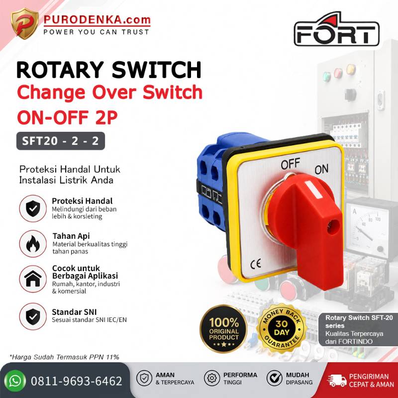 FORT Rotary Switch Change Over Switch ON-OFF 2P SFT20-2-2