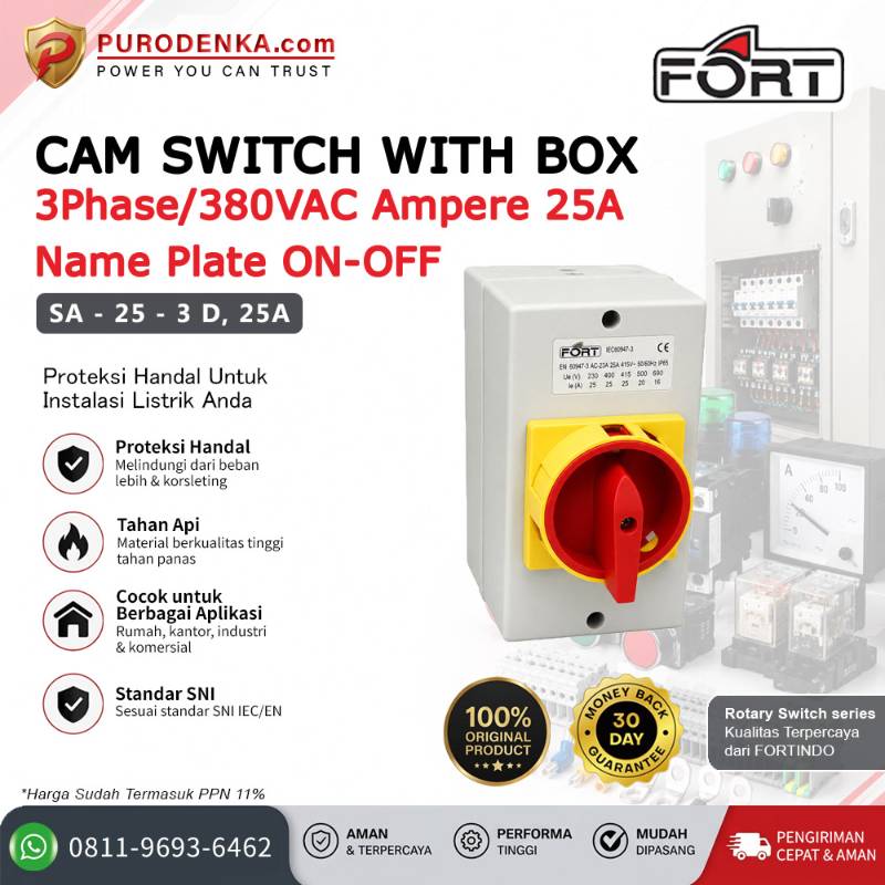 FORT Cam Switch With Box 3Phase/380VAC 25A ON-OFF SA-25-3 D 25A