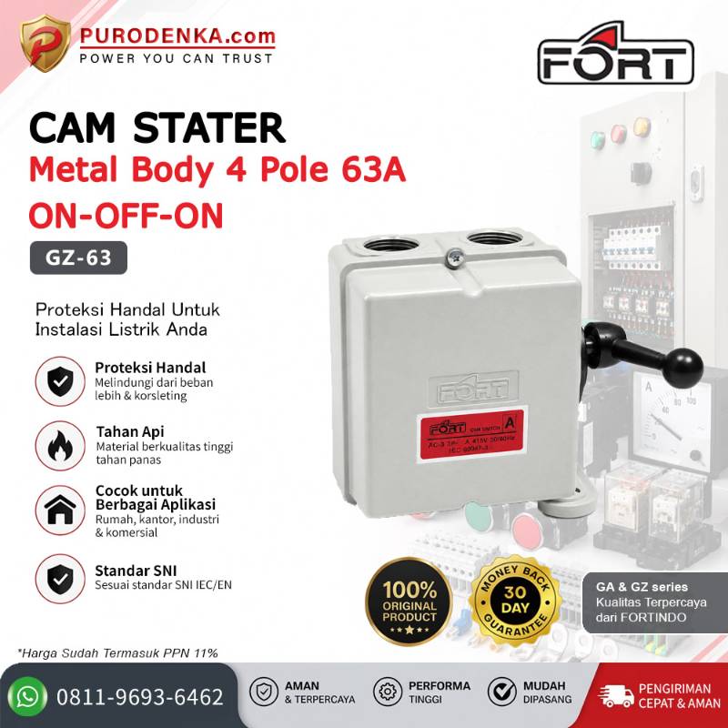 FORT Cam Stater GZ Series (Metal Body) 4P 63A ON-OFF-ON GZ-63