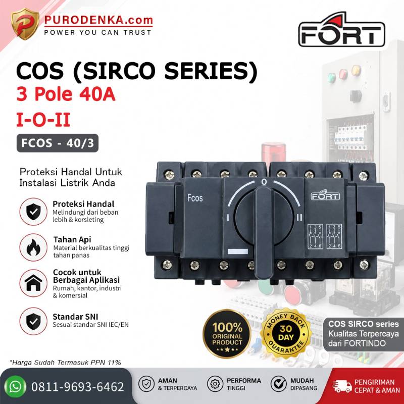 FORT Change Over Switch COS (SIRCO Series) 3 Pole 40A I-O-II FCOS-40/3