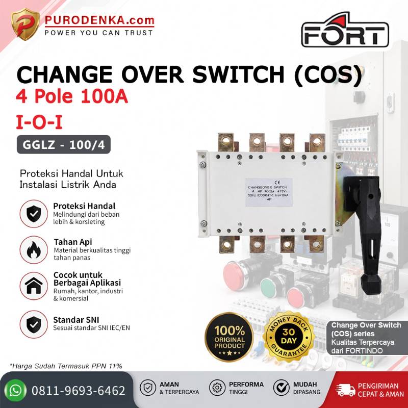 FORT Change Over Switch (COS) 4 Pole 100A I-O-I GGLZ-100/4