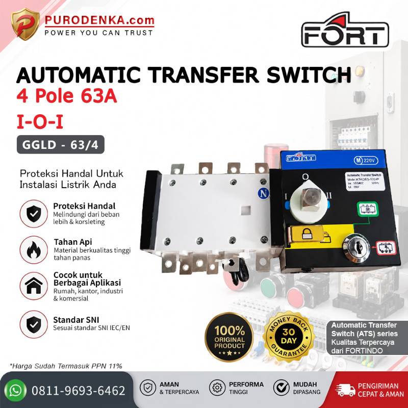 FORT Automatic Transfer Switch (ATS) 4P 63A I-O-I GGLD-63/4