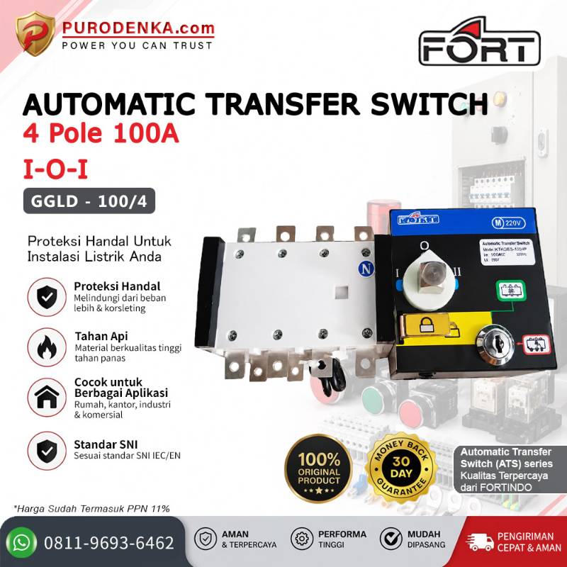 FORT Automatic Transfer Switch (ATS) 4P 100A I-O-I GGLD-100/4