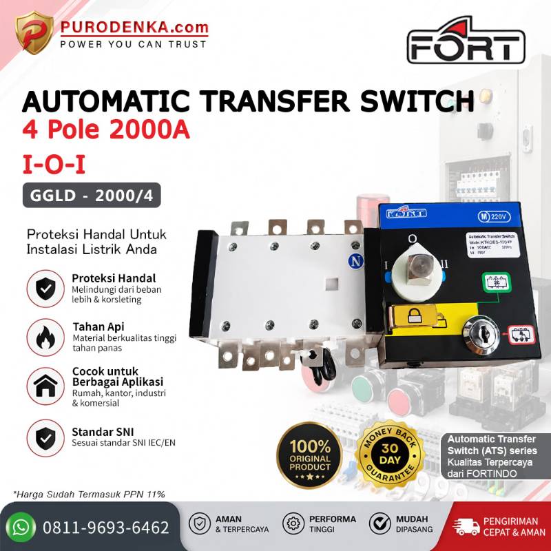 FORT Automatic Transfer Switch (ATS) 4P 2000A I-O-I GGLD-2000/4