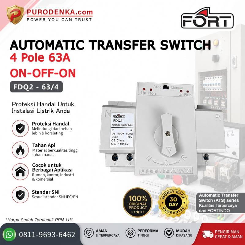 FORT Automatic Transfer Switch (ATS) 4P 63A ON-OFF-ON FDQ2-63/4