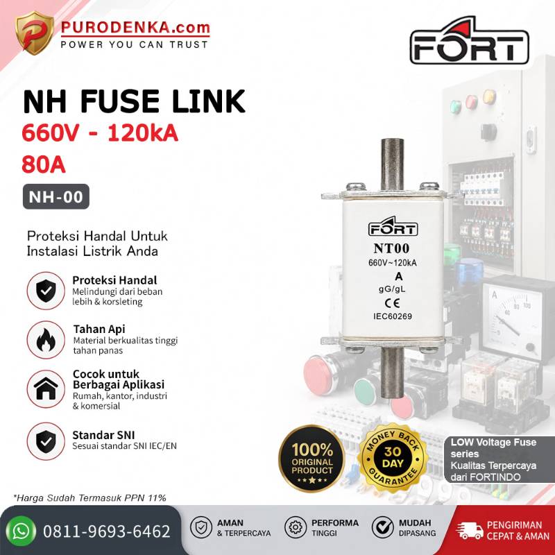 FORT NH Fuse Link 660V 120kA 80A NH-00