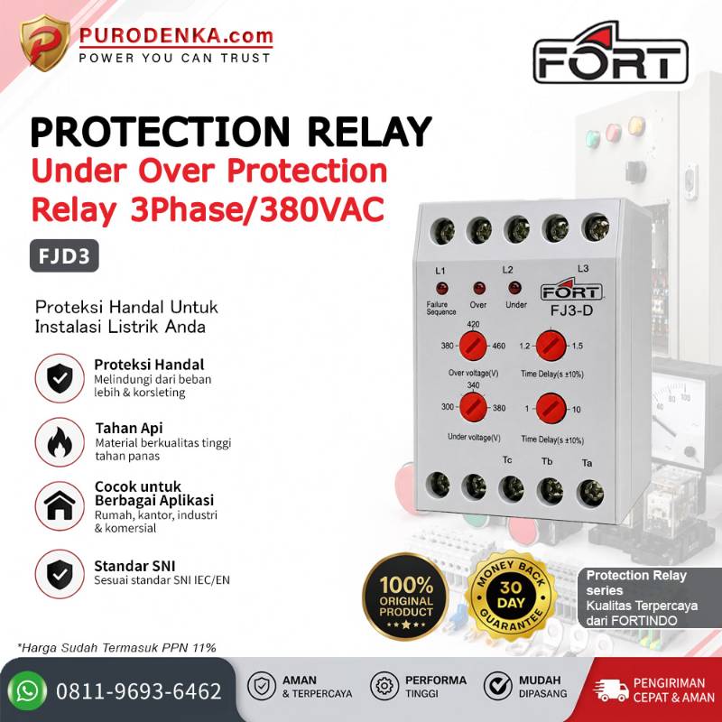 FORT Under-Over Protection Relay 3 Phase/380VAC FJD3