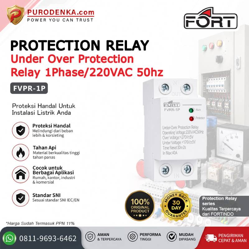 FORT Under-Over Protection Relay 1 Phase/220VAC 50hz FVPR-1P