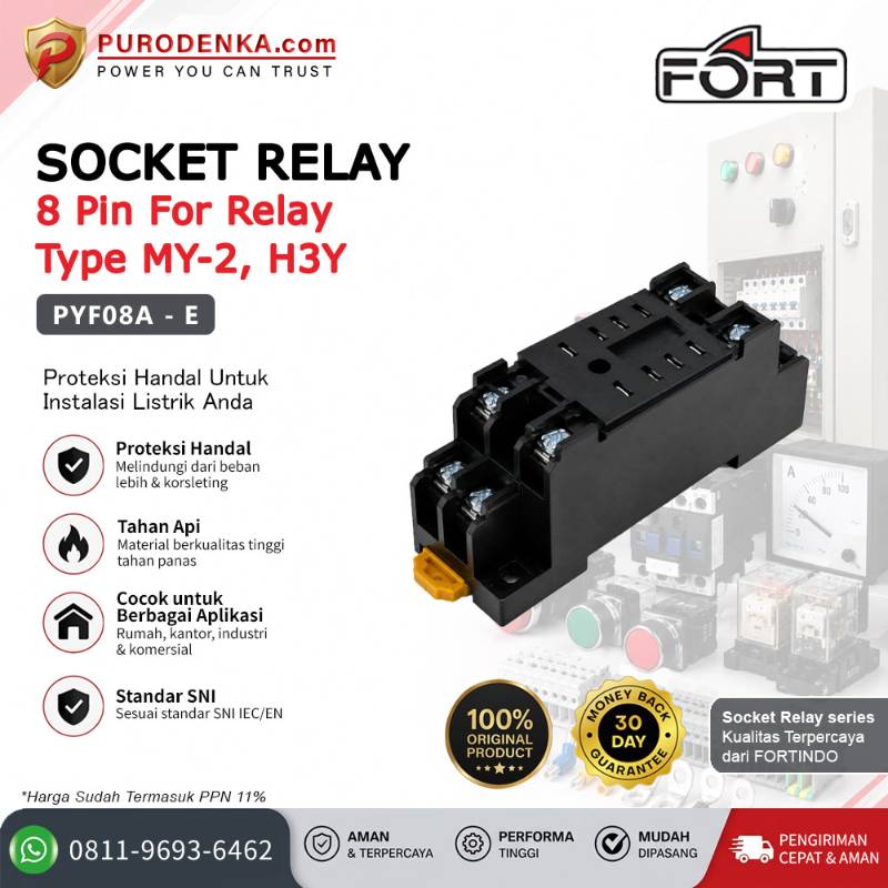 FORT Socket Relay 8 Pin For MY-2, H3Y PYF08A-E